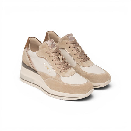 Sneakers Donna con Zeppa  in Pelle e Camoscio Camel | Nero Giardini I617390D CAMEL 421 Nero Giardini 