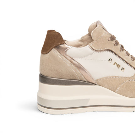 Sneakers Donna con Zeppa  in Pelle e Camoscio Camel | Nero Giardini I617390D CAMEL 421 Nero Giardini 