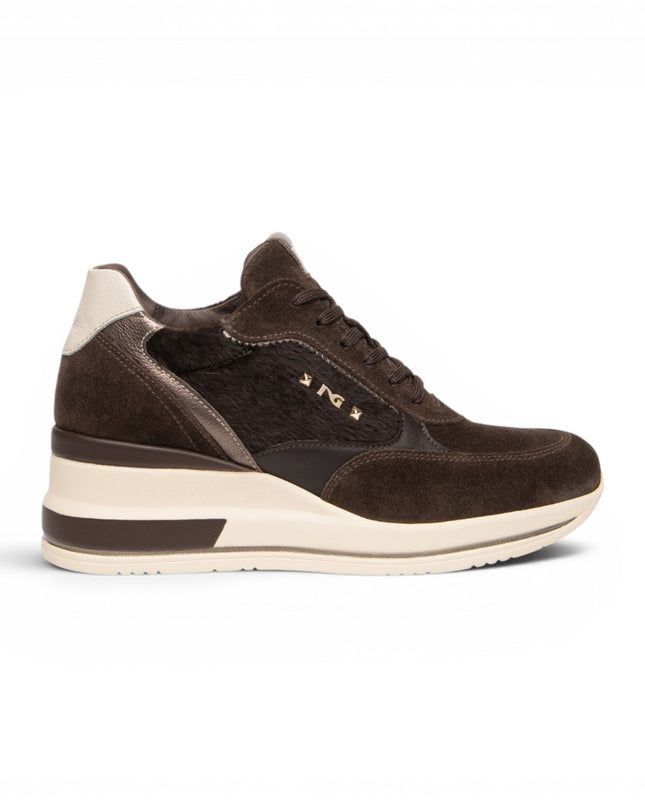 Sneakers Donna con Zeppa  in Pelle e Camoscio Moro | Nero Giardini I617391D MORO 300 Nero Giardini 