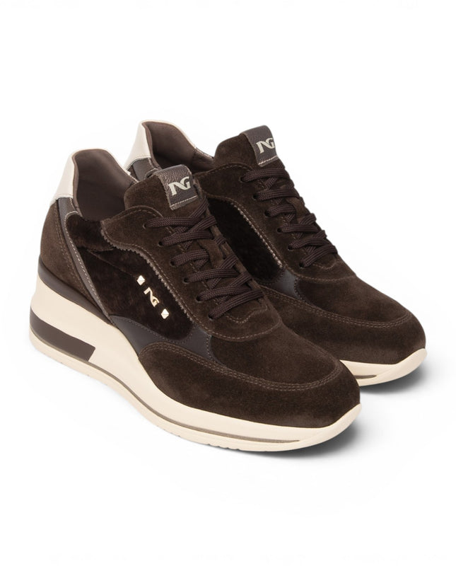 Sneakers Donna con Zeppa  in Pelle e Camoscio Moro | Nero Giardini I617391D MORO 300 Nero Giardini 