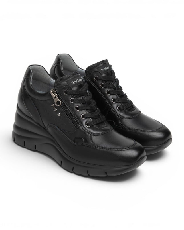 Sneakers Donna con Zeppa in Pelle Nera | Nero Giardini I617400D NERO 100 Nero Giardini 