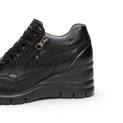 Sneakers Donna con Zeppa in Pelle Nera | Nero Giardini I617400D NERO 100 Nero Giardini 