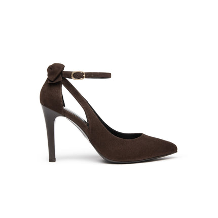 Nero Giardini Decollete Donna con Fiocco Cinturino e Tacco Stiletto in Camoscio Testa di Moro I617560DE MORO 300 Nero Giardini 