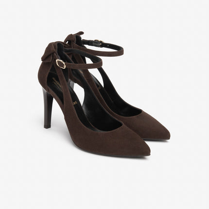 Nero Giardini Decollete Donna con Fiocco Cinturino e Tacco Stiletto in Camoscio Testa di Moro I617560DE MORO 300 Nero Giardini 