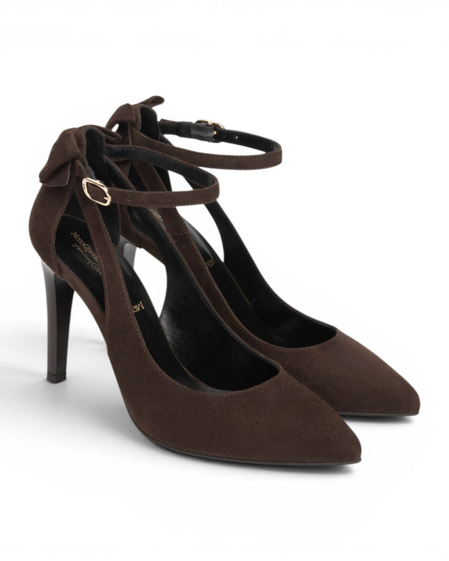 Nero Giardini Decollete Donna con Fiocco Cinturino e Tacco Stiletto in Camoscio Testa di Moro I617560DE MORO 300 Nero Giardini 