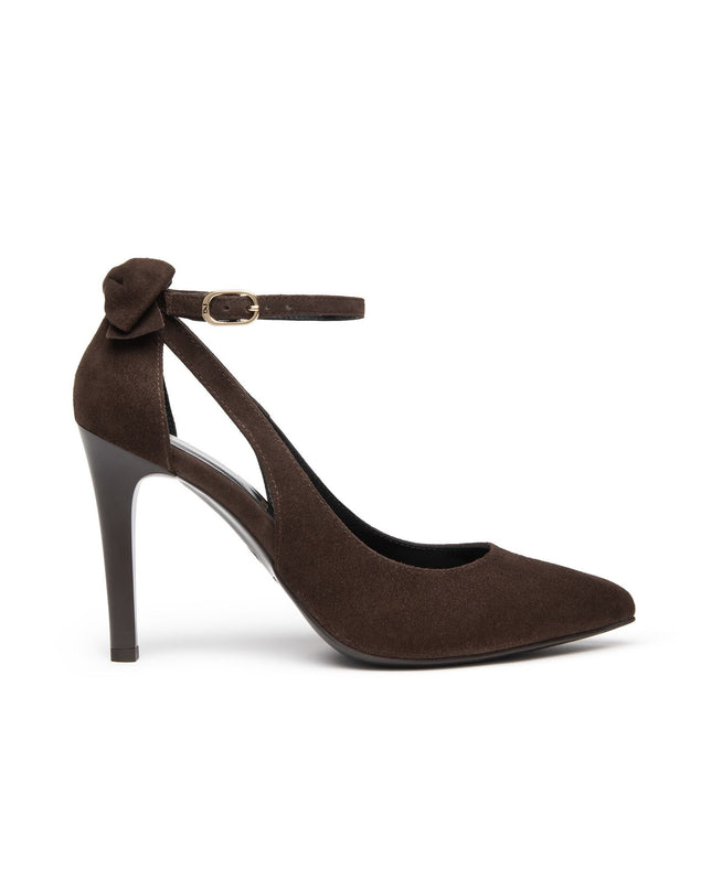 Nero Giardini Decollete Donna con Fiocco Cinturino e Tacco Stiletto in Camoscio Testa di Moro I617560DE MORO 300 Nero Giardini 