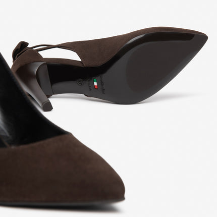 Nero Giardini Decollete Donna con Fiocco Cinturino e Tacco Stiletto in Camoscio Testa di Moro I617560DE MORO 300 Nero Giardini 