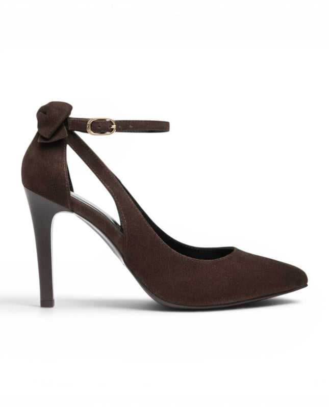 Nero Giardini Decollete Donna con Fiocco Cinturino e Tacco Stiletto in Camoscio Testa di Moro I617560DE MORO 300 Nero Giardini 