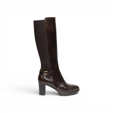 Stivali Donna con Plateau ed Elastico al Polpaccio in Pelle Marrone Caffe | NeroGiardini I617941D CAFFE 301 Nero Giardini 