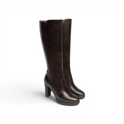 Stivali Donna con Tacco Alto e Plateau in Pelle Marrone Caffe | NeroGiardini I617951D CAFFE 301 Nero Giardini 