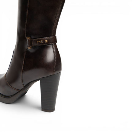 Stivali Donna con Tacco Alto e Plateau in Pelle Marrone Caffe | NeroGiardini I617951D CAFFE 301 Nero Giardini 