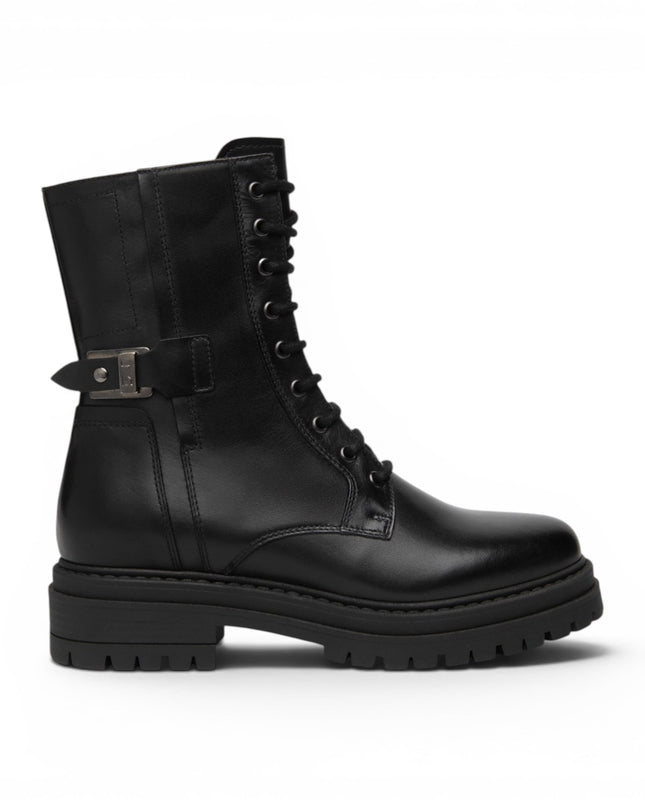 Nero Giardini Anfibi Donna con Lacci e Zip in Pelle Nera I618023D NERO 100 Nero Giardini 