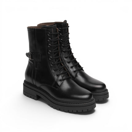 Nero Giardini Anfibi Donna con Lacci e Zip in Pelle Nera I618023D NERO 100 Nero Giardini 