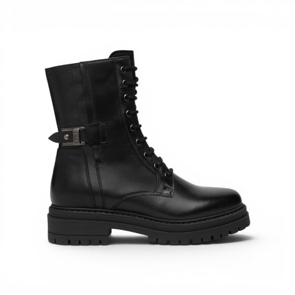 Nero Giardini Anfibi Donna con Lacci e Zip in Pelle Nera I618023D NERO 100 Nero Giardini 