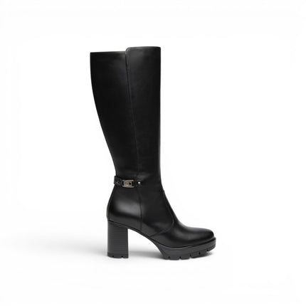 Stivale Donna con Tacco Alto e Plateau in Pelle Nera | NeroGiardini I618044D NERO 100 Nero Giardini 