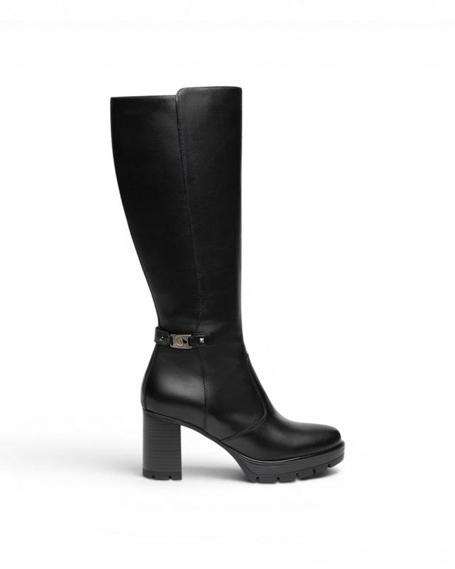 Stivale Donna con Tacco Alto e Plateau in Pelle Nera | NeroGiardini I618044D NERO 100 Nero Giardini 