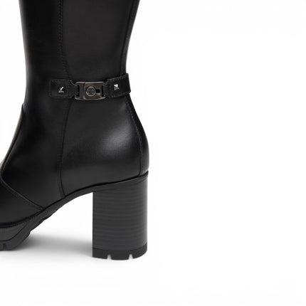 Stivale Donna con Tacco Alto e Plateau in Pelle Nera | NeroGiardini I618044D NERO 100 Nero Giardini 