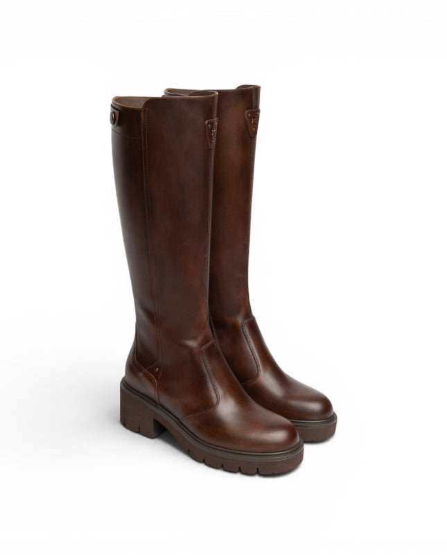 Stivale Donna con Tacco in Pelle Marrone | Nero Giardini I618057D BEIGE 412 Nero Giardini 
