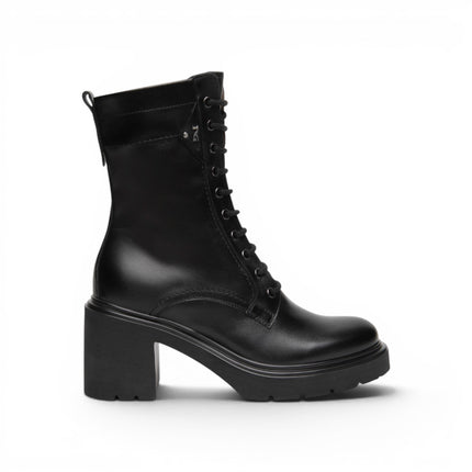 Stivaletto Anfibio Donna con Tacco in Pelle Nera | Nero Giardini I618083D NERO 100 Nero Giardini 