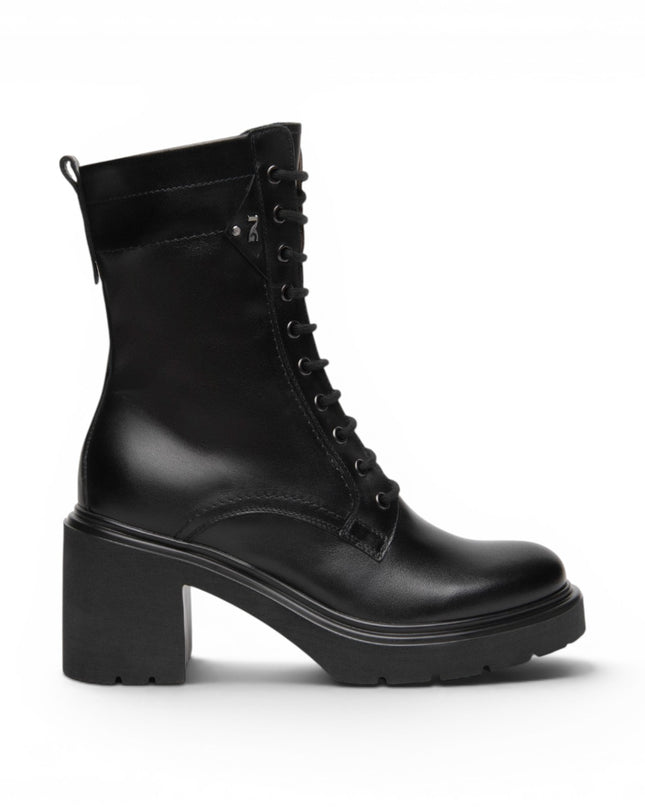 Stivaletto Anfibio Donna con Tacco in Pelle Nera | Nero Giardini I618083D NERO 100 Nero Giardini 