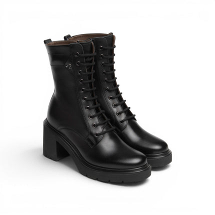 Stivaletto Anfibio Donna con Tacco in Pelle Nera | Nero Giardini I618083D NERO 100 Nero Giardini 