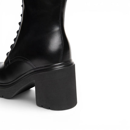 Stivaletto Anfibio Donna con Tacco in Pelle Nera | Nero Giardini I618083D NERO 100 Nero Giardini 