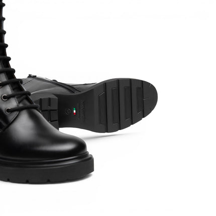 Stivaletto Anfibio Donna con Tacco in Pelle Nera | Nero Giardini I618083D NERO 100 Nero Giardini 