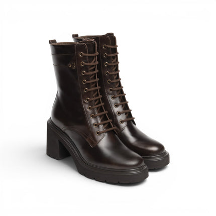 Stivaletto Anfibio Donna con Tacco in Pelle Caffe | Nero Giardini I618084D CAFFE 301 Nero Giardini 