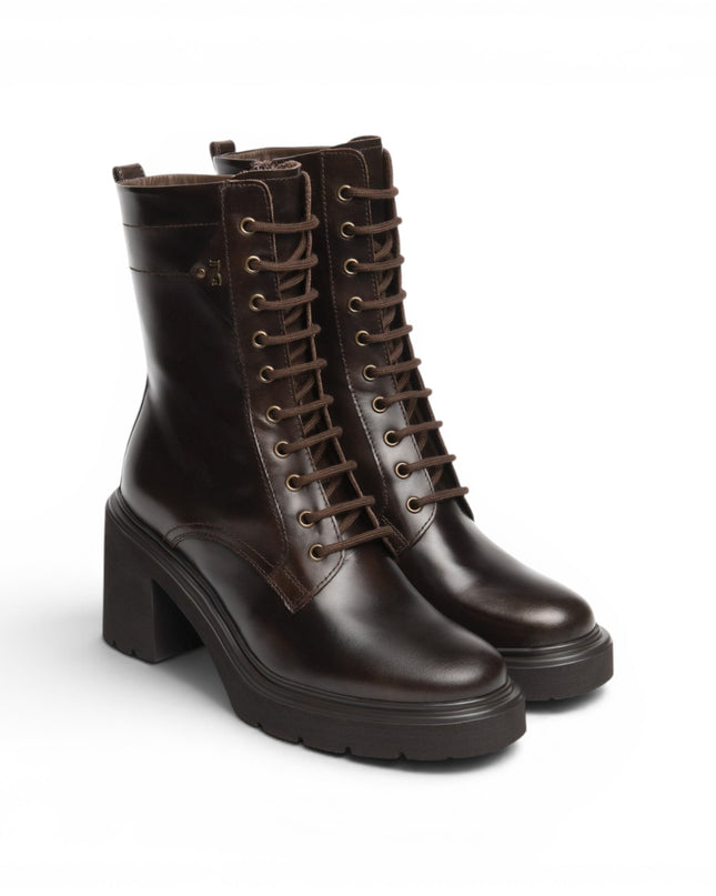 Stivaletto Anfibio Donna con Tacco in Pelle Caffe | Nero Giardini I618084D CAFFE 301 Nero Giardini 