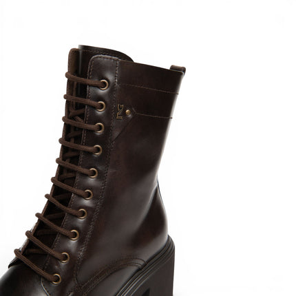 Stivaletto Anfibio Donna con Tacco in Pelle Caffe | Nero Giardini I618084D CAFFE 301 Nero Giardini 