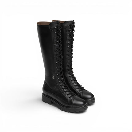 Stivale Anfibio Donna con Lacci e Zip in Pelle Nero | NeroGiardini I618092D NERO 100 Nero Giardini 