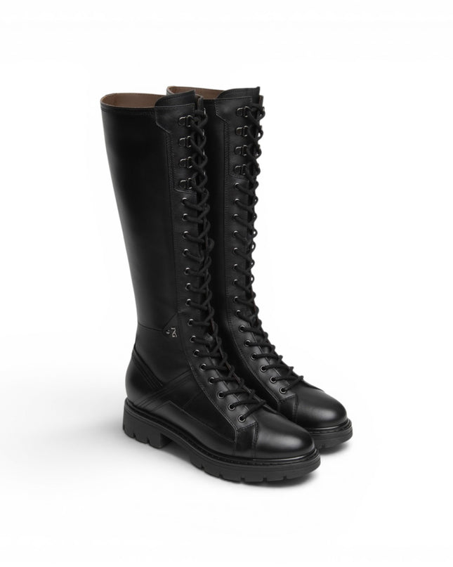 Stivale Anfibio Donna con Lacci e Zip in Pelle Nero | NeroGiardini I618092D NERO 100 Nero Giardini 