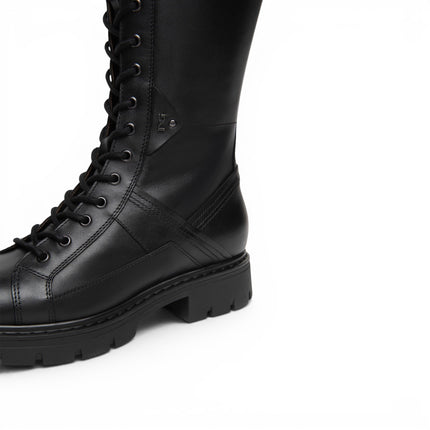 Stivale Anfibio Donna con Lacci e Zip in Pelle Nero | NeroGiardini I618092D NERO 100 Nero Giardini 
