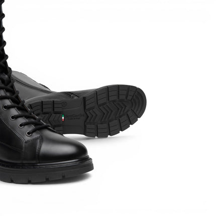 Stivale Anfibio Donna con Lacci e Zip in Pelle Nero | NeroGiardini I618092D NERO 100 Nero Giardini 