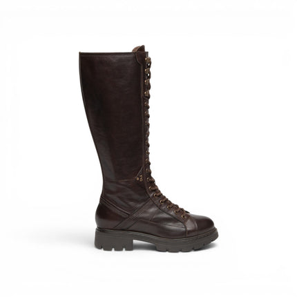Stivale Anfibio Donna con Lacci e Zip in Pelle Ebano Marrone | NeroGiardini I618093D EBONY 355 Nero Giardini 