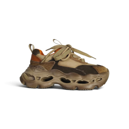 Sneakers Chunky Donna in Pelle e Camoscio Multicolor Marrone | Renato Garini 396 BROWN Renato Garini 