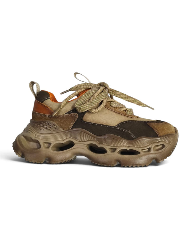 Sneakers Chunky Donna in Pelle e Camoscio Multicolor Marrone | Renato Garini 396 BROWN Renato Garini 