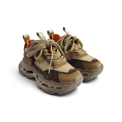 Sneakers Chunky Donna in Pelle e Camoscio Multicolor Marrone | Renato Garini 396 BROWN Renato Garini 