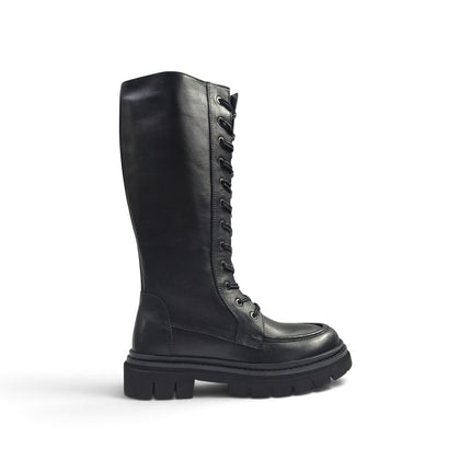 Stivale Anfibio Donna con Doppi Lacci in Pelle Nera | Taj 1514 BLACK Taj 