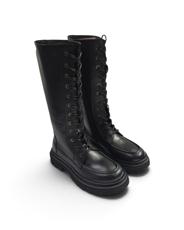 Stivale Anfibio Donna con Doppi Lacci in Pelle Nera | Taj 1514 BLACK Taj 
