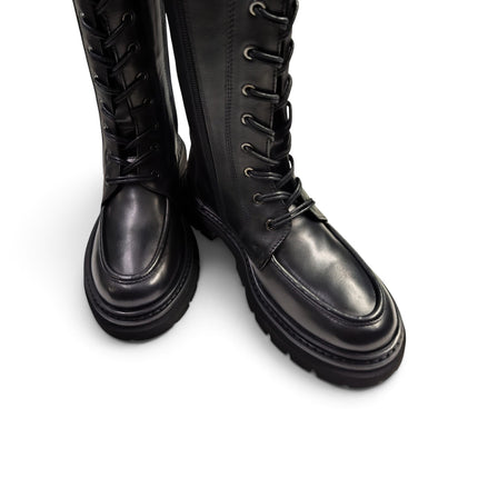 Stivale Anfibio Donna con Doppi Lacci in Pelle Nera | Taj 1514 BLACK Taj 