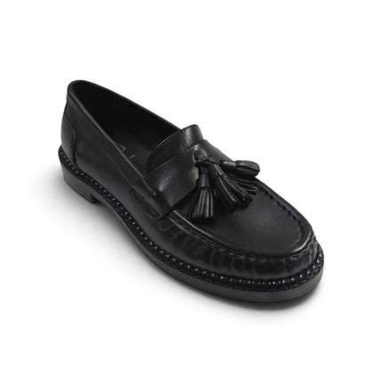 Mocassini Donna con Nappine in Pelle Nera | Taj 1521 BLACK Taj 