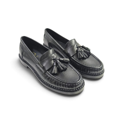 Mocassini Donna con Nappine in Pelle Nera | Taj 1521 BLACK Taj 