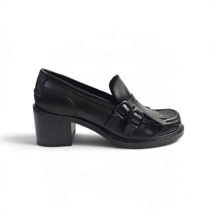 Mocassini Donna conTacco e Frange in Pelle Nera | Taj 1531 BLACK Taj 
