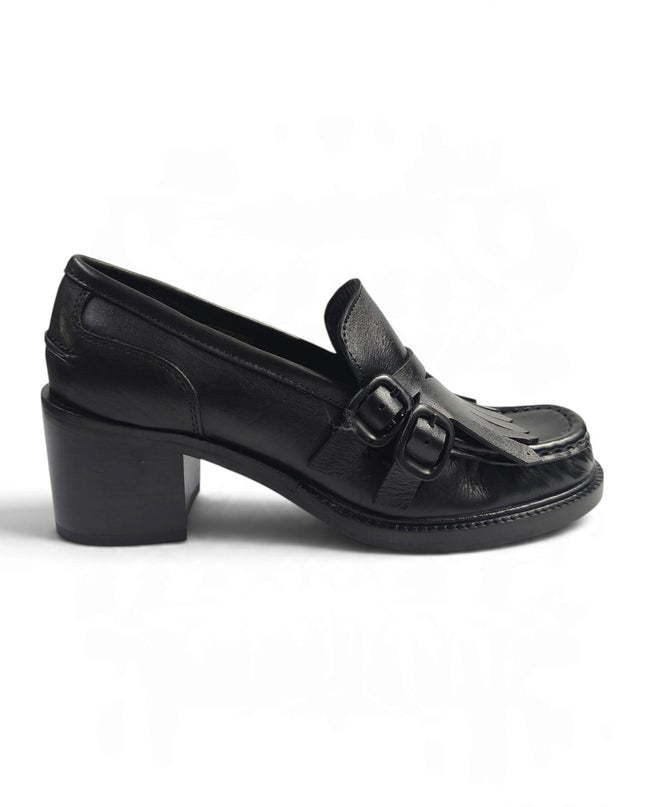 Mocassini Donna conTacco e Frange in Pelle Nera | Taj 1531 BLACK Taj 