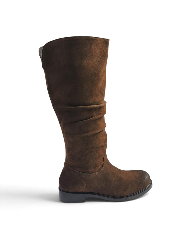 Stivale Donna con Tacco Basso in Camoscio Marrone Noce | Taj 1569 NOCE Taj 