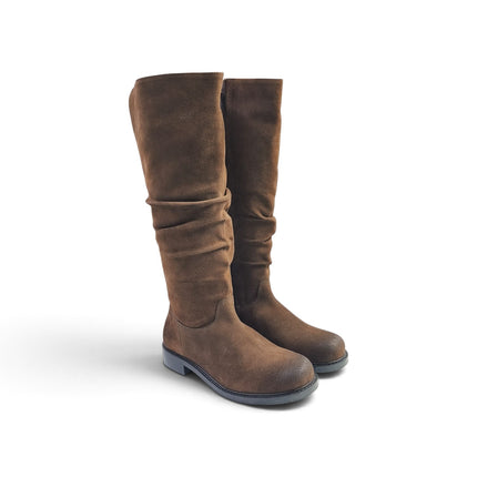 Stivale Donna con Tacco Basso in Camoscio Marrone Noce | Taj 1569 NOCE Taj 