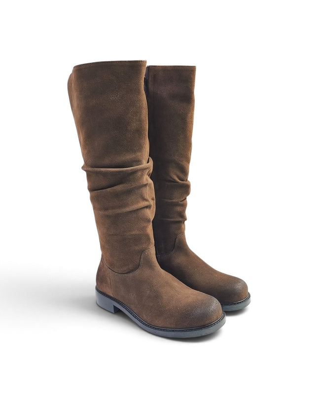 Stivale Donna con Tacco Basso in Camoscio Marrone Noce | Taj 1569 NOCE Taj 