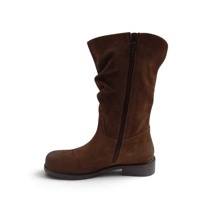 Stivale Donna con Tacco Basso in Camoscio Marrone Noce | Taj 1569 NOCE Taj 