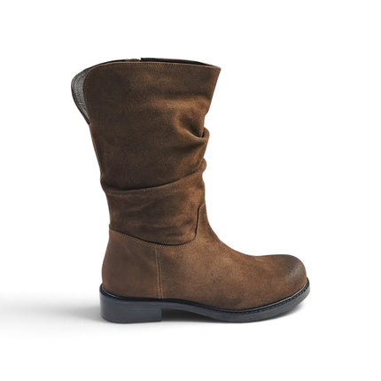Stivaletto Donna con Tacco Basso in Camoscio Marrone Noce | Taj 1572 NOCE Taj 